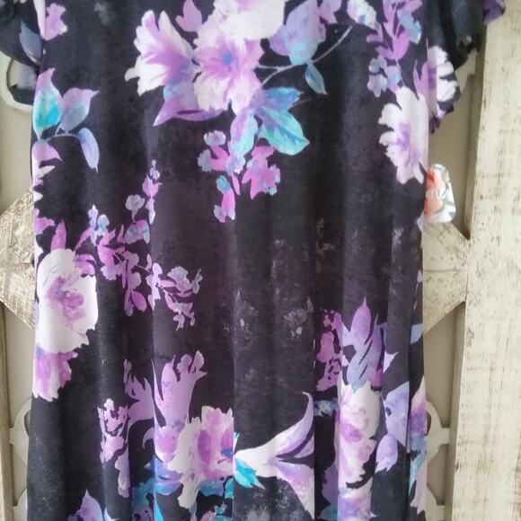 ValMarie Women's Short Sleeve Flowy Swing Shift Midi Dress with Pockets Floral - Picture 9 of 16